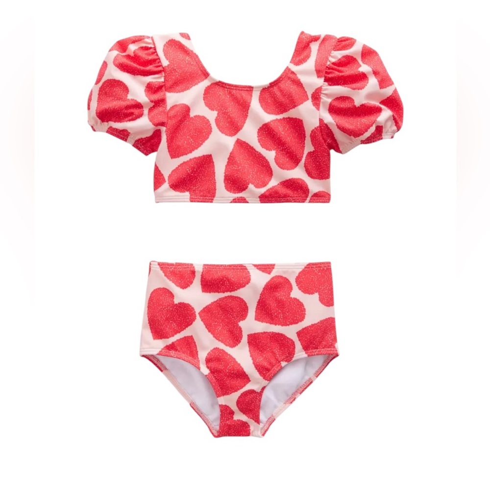 Never Worn Mini Boden Kids' Puff Sleeve Two-Piece Swimsuit | size 4/5